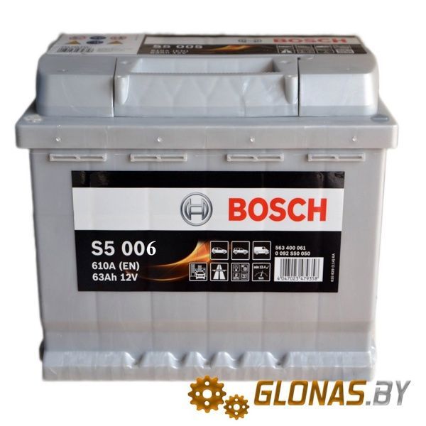 Bosch S5 Silver Plus S5006 (63Ah) плюс слева